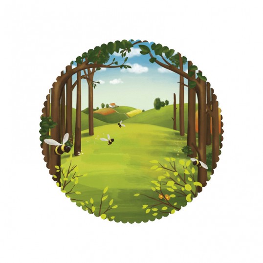 塞爾維亞Volim 蜂蜜包裝風景插畫設計-森林蜜插畫設計3