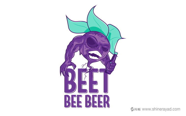 甜菜根口味蜂蜜啤酒包裝設計插圖1