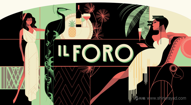 Il Foro Mural 餐廳墻面壁畫(huà)設(shè)計(jì)插畫(huà)設(shè)計(jì)-上海餐飲品牌策劃設(shè)計(jì)公司推薦1