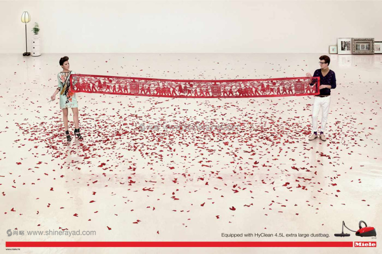 Miele吸塵器強大吸力平面廣告創意設計-上海廣告設計公司國外廣告欣賞-剪紙篇3