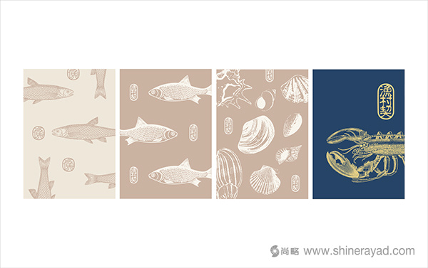 韓國漁村海鮮壽司餐廳餐飲品牌VI形象設計-餐飲插畫設計4