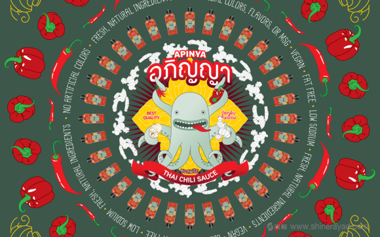 泰國辣醬apinya品牌小章魚核心視覺品牌形象塑造6-明信片設(shè)計