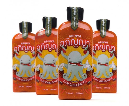 泰國辣醬apinya品牌小章魚核心視覺品牌形象塑造8-辣醬包裝設(shè)計