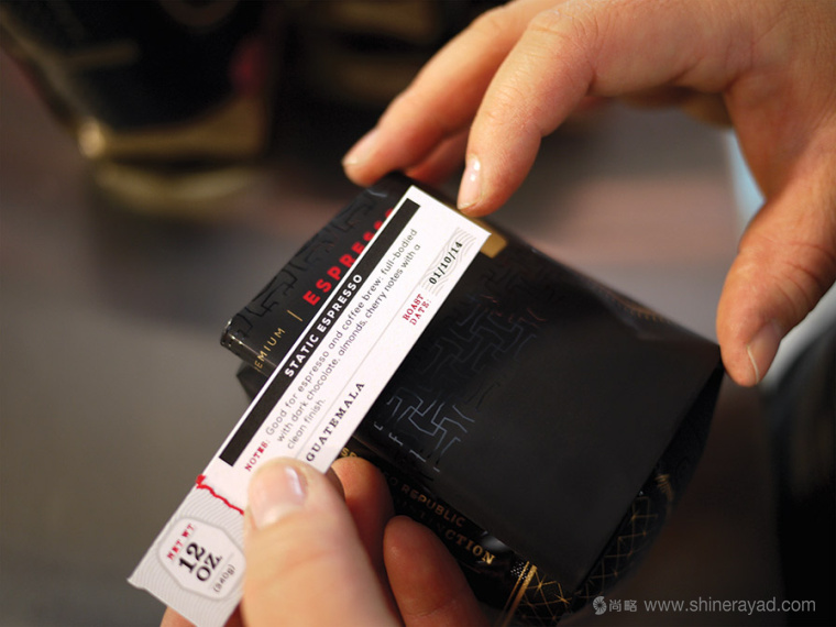 Static Coffee 袋裝咖啡豆咖啡紅黑包裝設計10-定制標簽