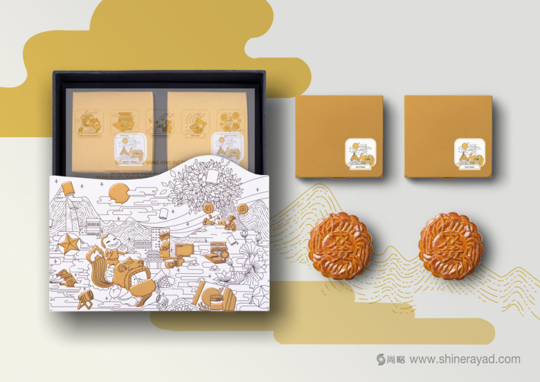 線條插畫設計風格 MVV 月餅包裝設計-上海包裝設計公司3