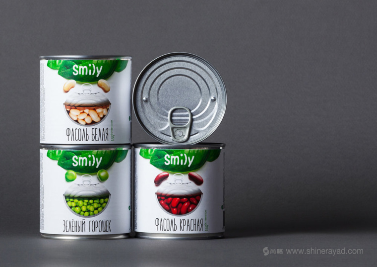上海食品包裝設計公司-Smily 蔬菜豆類罐頭包裝設計”微笑創意版“3