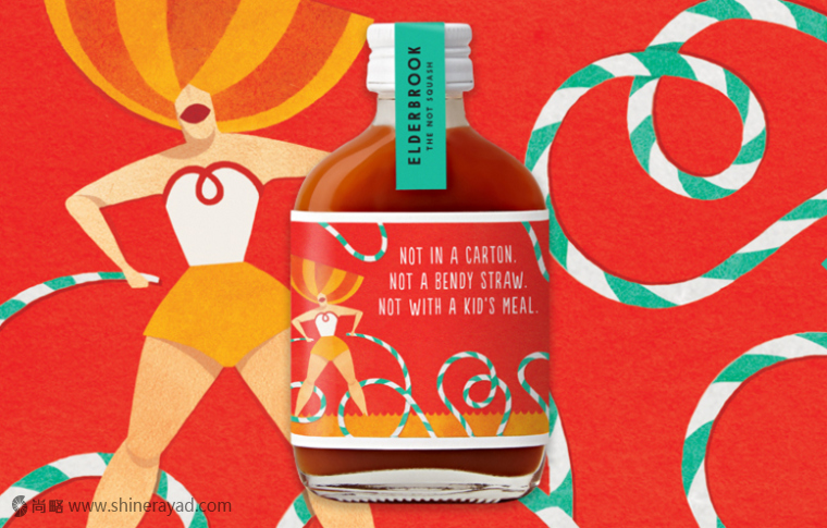 包裝欣賞：ELDERBROOK 果汁飲料包裝設計水果與人的結合插畫設計欣賞6