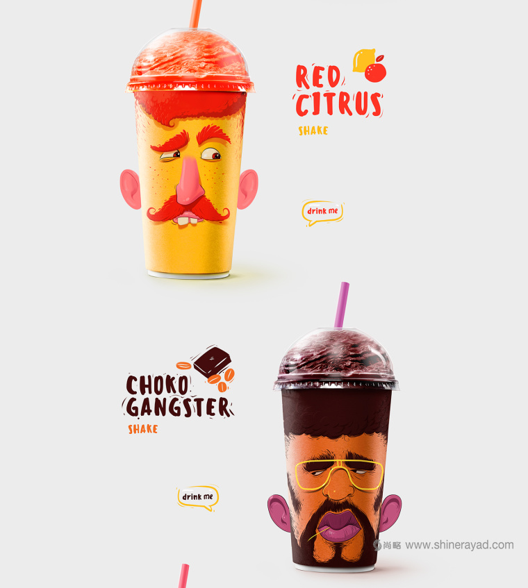 “夸張人物頭像表情插畫(huà)篇”奶昔飲料杯設(shè)計(jì)包裝設(shè)計(jì)-上海包裝設(shè)計(jì)公司6