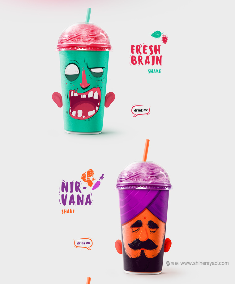 “夸張人物頭像表情插畫(huà)篇”奶昔飲料杯設(shè)計(jì)包裝設(shè)計(jì)-上海包裝設(shè)計(jì)公司5