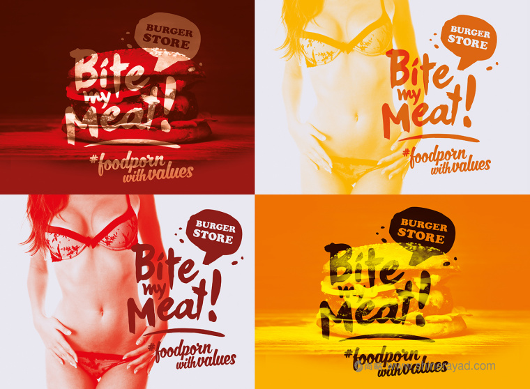 Bite My Meat 漢堡概念餐廳品牌VI視覺形象設計“女性身體篇”-上海品牌設計公司