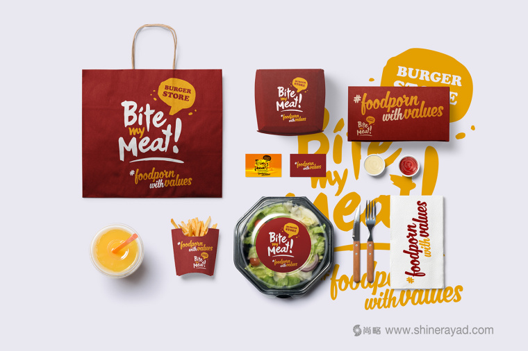 Bite My Meat 漢堡概念餐廳品牌VI視覺形象設計“女性身體篇”-上海品牌設計公司