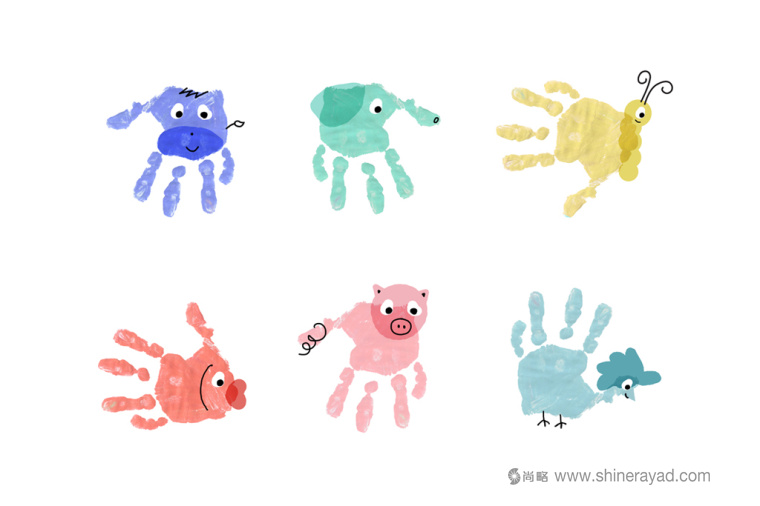 LOLO兒童洗護沐浴清潔產品及手工肥皂包裝設計“手掌印動物篇”插畫設計