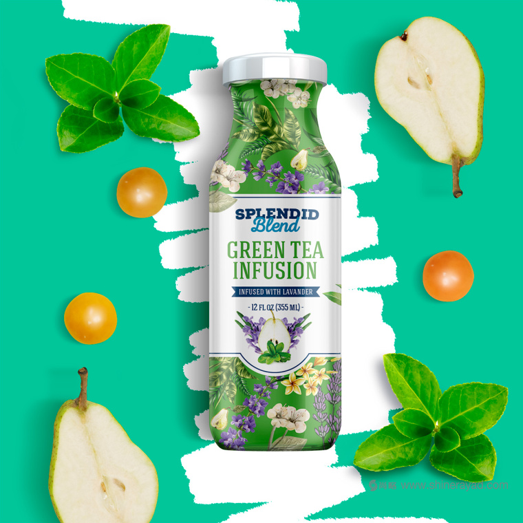 大面積水果插畫加留白版式的Splendid 果汁飲料包裝設計作品欣賞