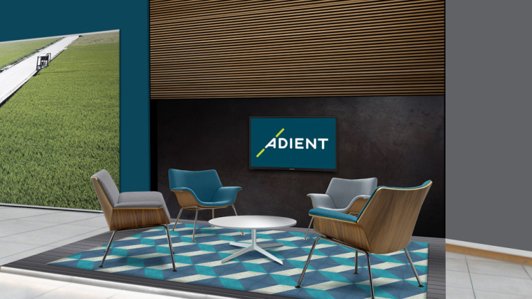 汽車(chē)內(nèi)飾汽車(chē)座椅零件系統(tǒng)品牌Adient品牌形象重塑-公司環(huán)境VI設(shè)計(jì)-上海VI設(shè)計(jì)公司