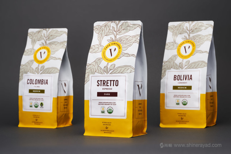 Cafe Virtuoso 咖啡大師咖啡包裝設(shè)計植物插畫設(shè)計欣賞－上海包裝設(shè)計公司