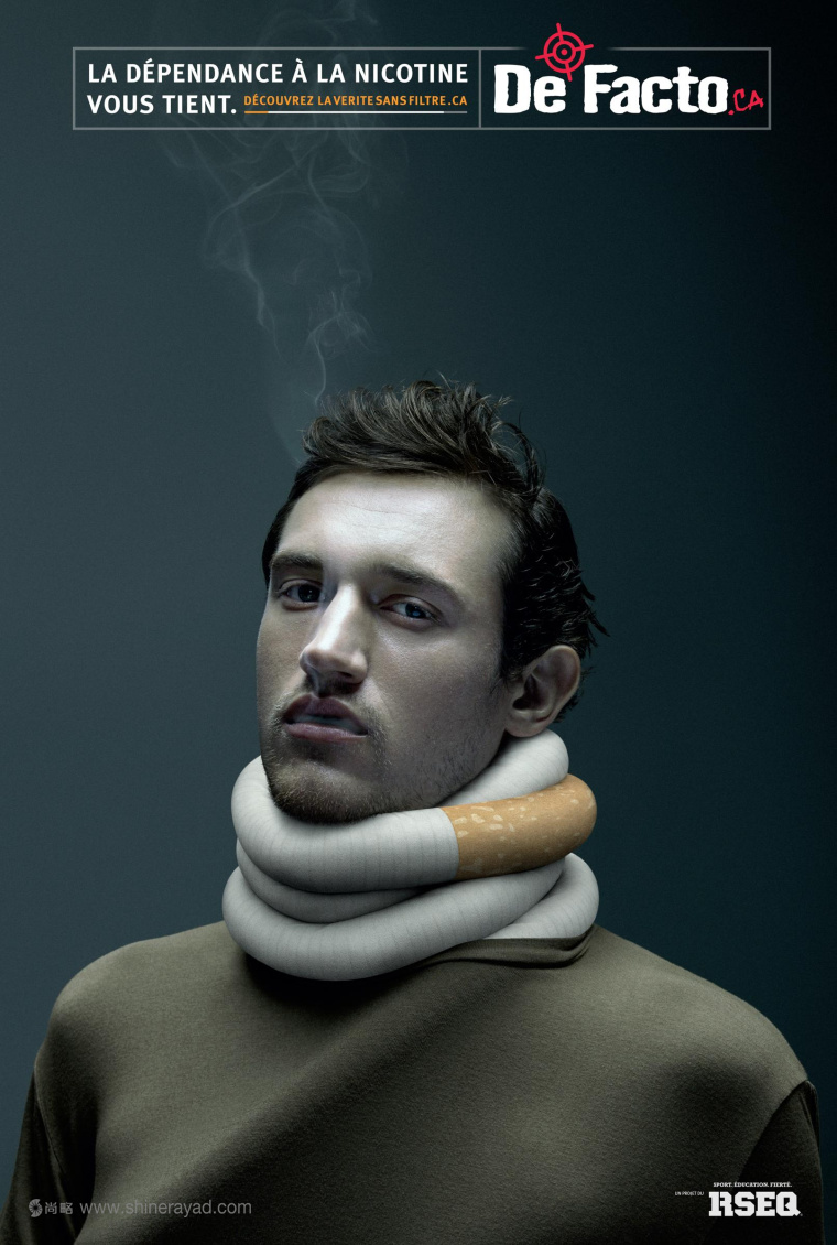 “香煙化身奪命絞繩”戒煙公益廣告創(chuàng)意尼古丁癮君子篇-上海平面廣告設(shè)計(jì)公司