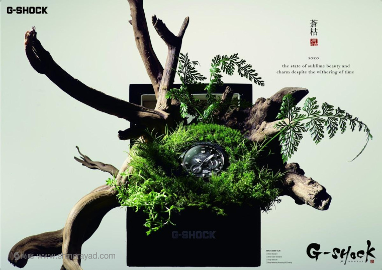 G-shock 手表“枯枝盆景篇”平面廣告創(chuàng)意設計-上海設計公司