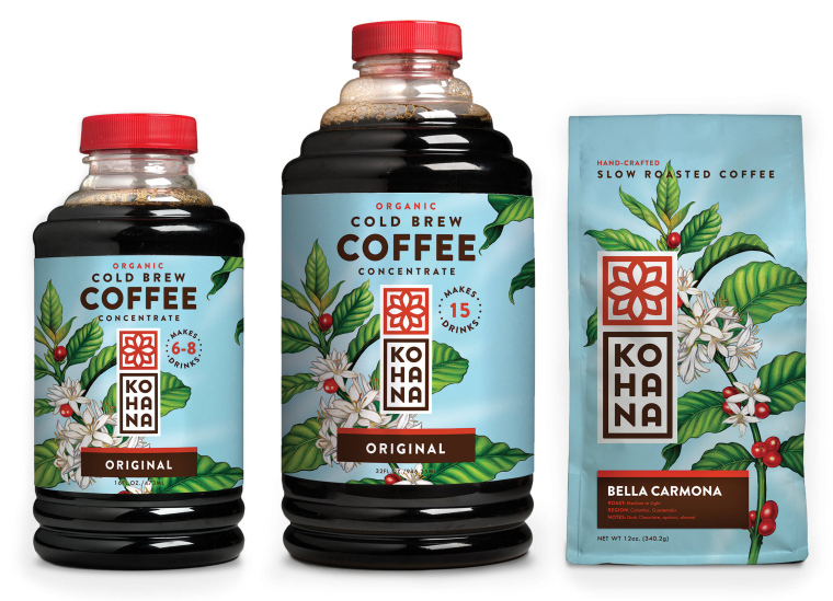 花朵插畫KOHANA咖啡包裝設(shè)計上海包裝設(shè)計公司