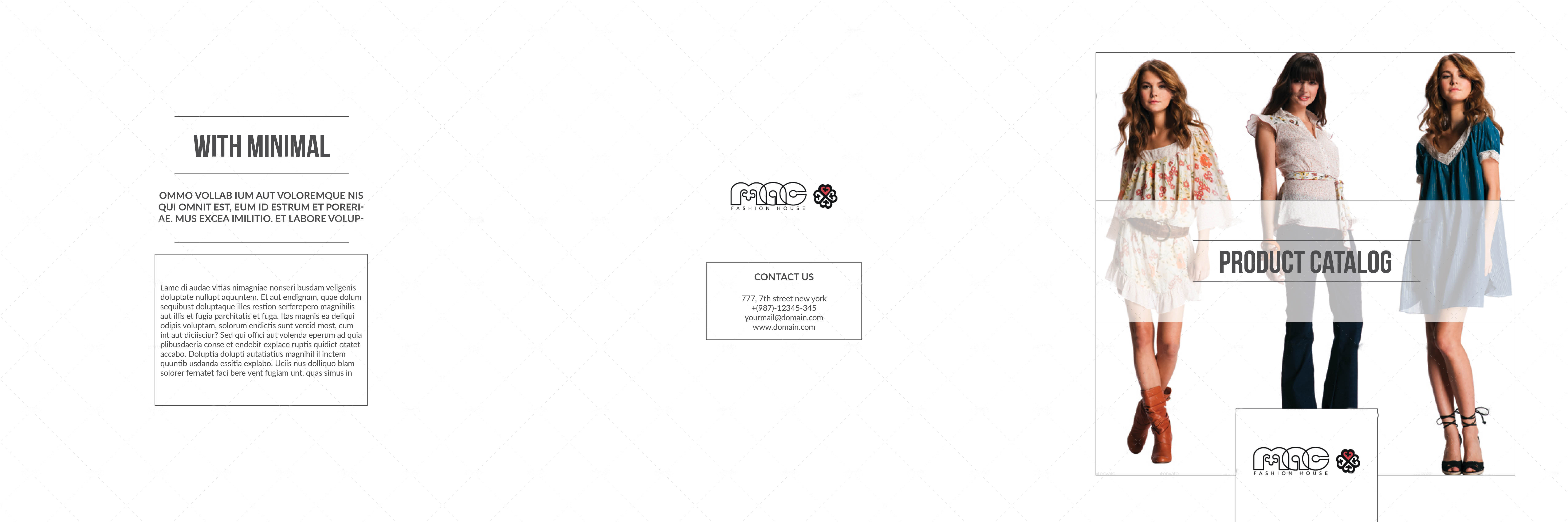 上海畫冊設(shè)計(jì)公司一套扁平簡約風(fēng)格的時(shí)尚服飾產(chǎn)品宣傳手冊和三折頁設(shè)計(jì)模版