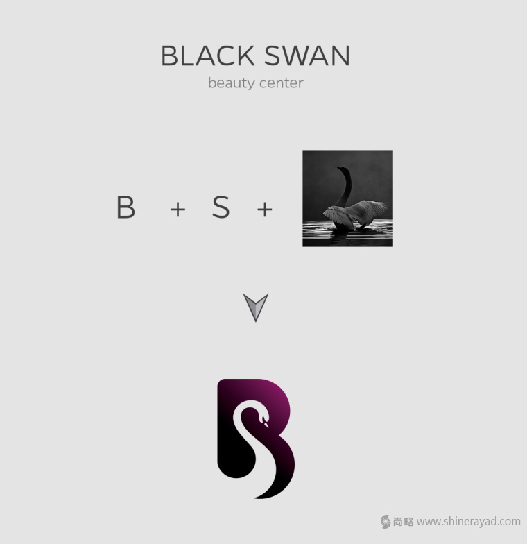 上海LOGO設計公司欣賞——黑天鵝美容中心美容店LOGO設計1