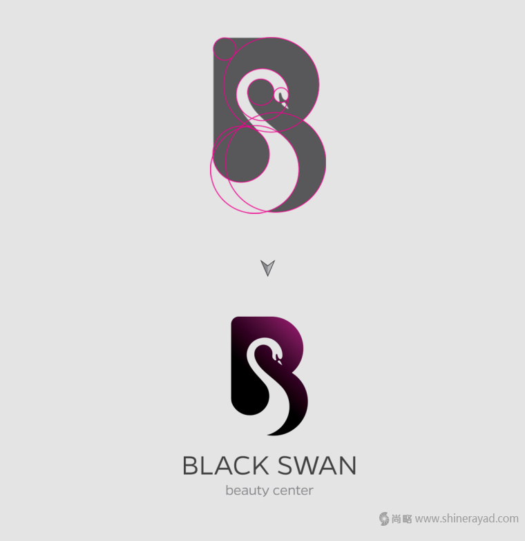上海LOGO設計公司欣賞——黑天鵝美容中心美容店LOGO設計3