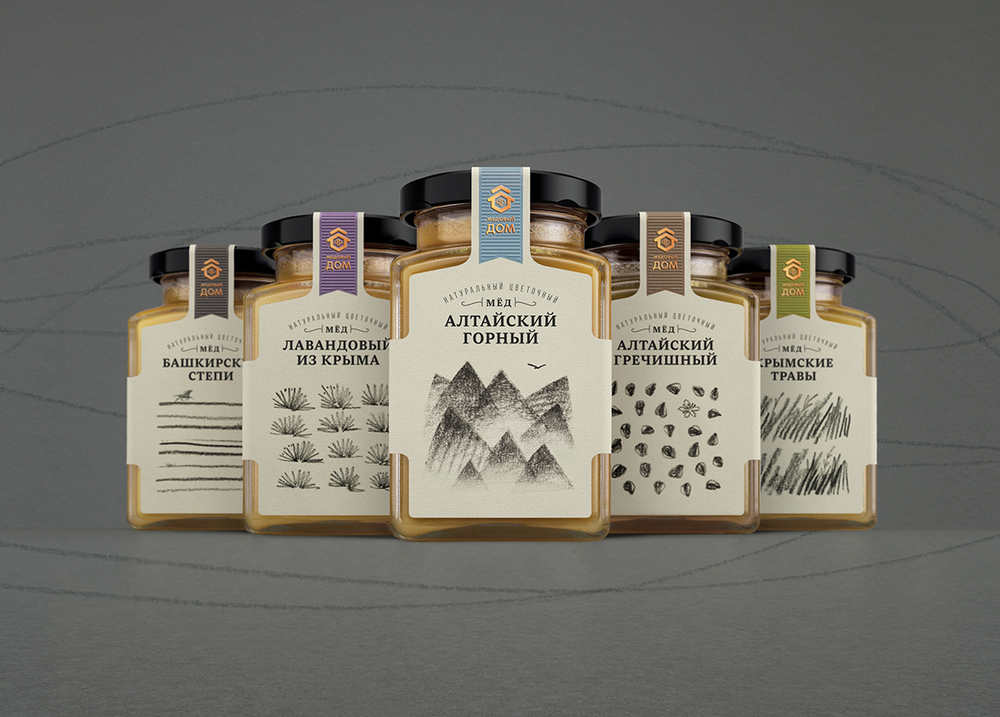 鉛筆涂鴉風(fēng)格AOM蜂蜜包裝設(shè)計-上海食品包裝設(shè)計公司設(shè)計欣賞3