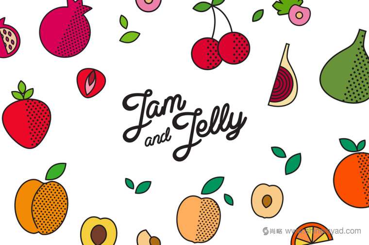 JAM AND JELLY 水果果醬包裝設計-草莓醬櫻桃醬橙子醬杏仁醬7
