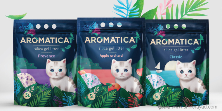 上海包裝設計公司設計欣賞AROMATICAT寵物貓貓砂包裝設計1