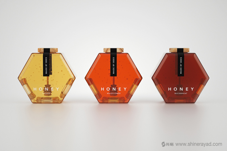 六角形造型設計Honey 蜂蜜產品瓶型設計包裝設計-上海食品包裝設計公司2