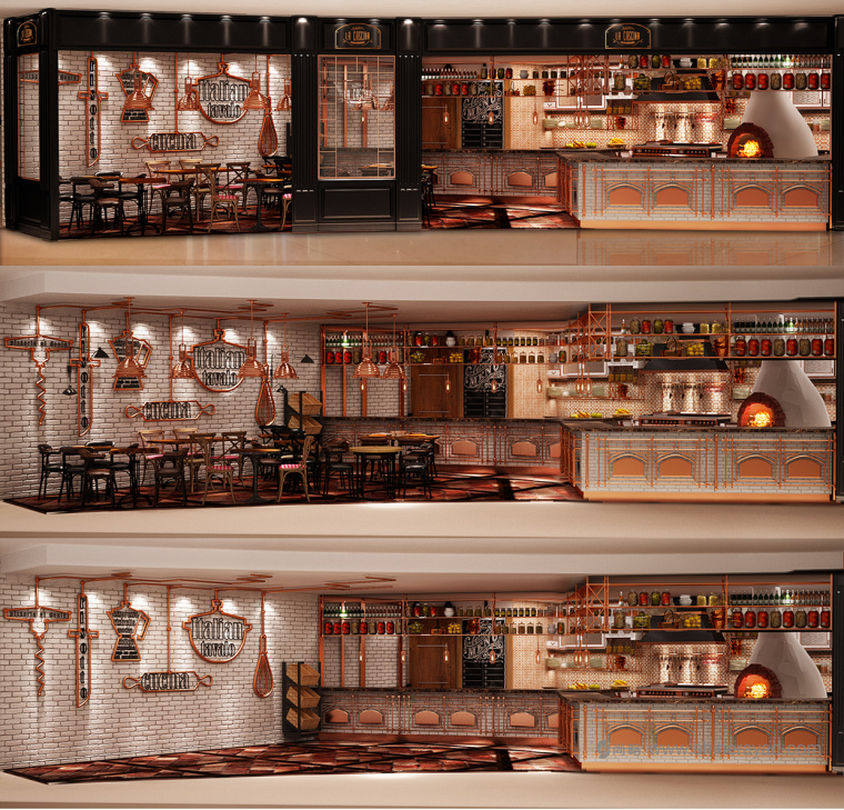 青銅風格 LA CASCINA 意大利與法國融合菜餐廳餐飲品牌VI視覺形象識別設計餐廳空間裝飾設計-上海VI設計公司13