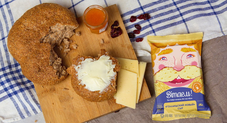 金色大胡子面孔插畫 CHEESE VITAYEM! 奶酪包裝設(shè)計(jì)-上海包裝設(shè)計(jì)公司4