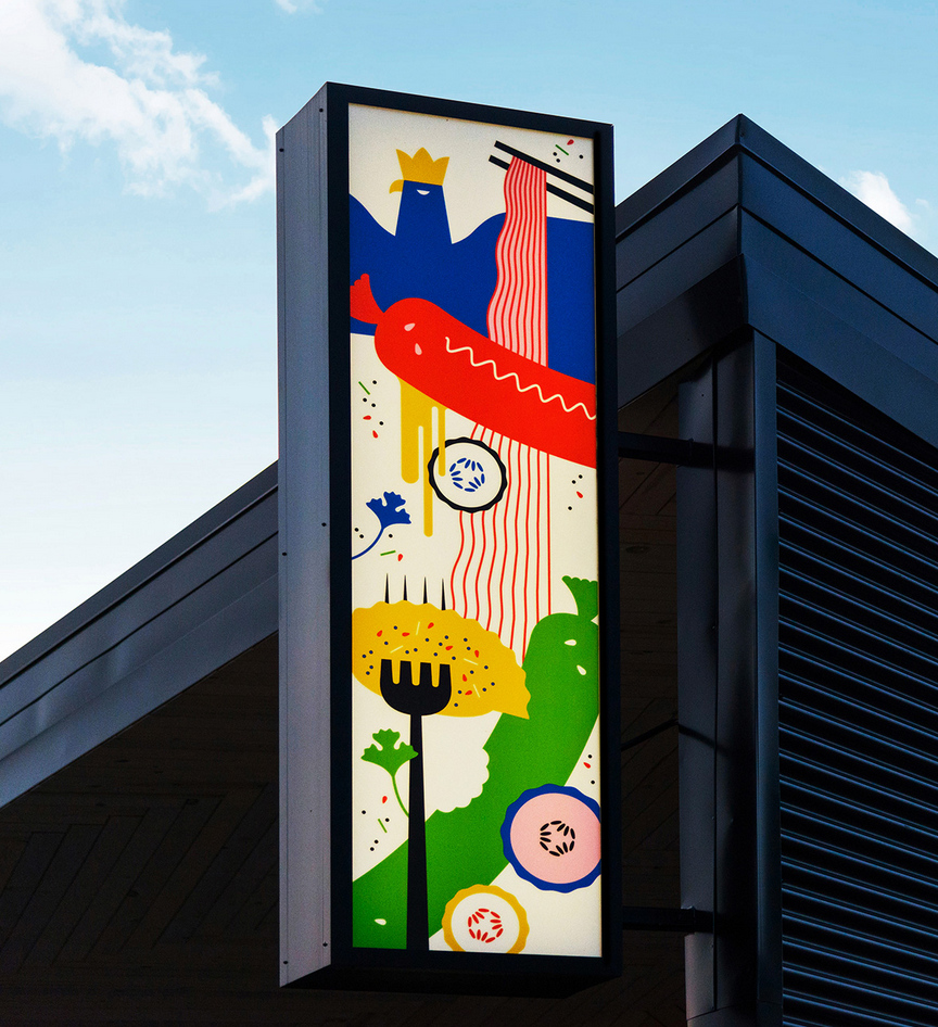 國外餐飲品牌形象設計案例欣賞——Kimski波蘭菜韓國料理融合菜餐廳餐飲品牌形象設計插畫設計1