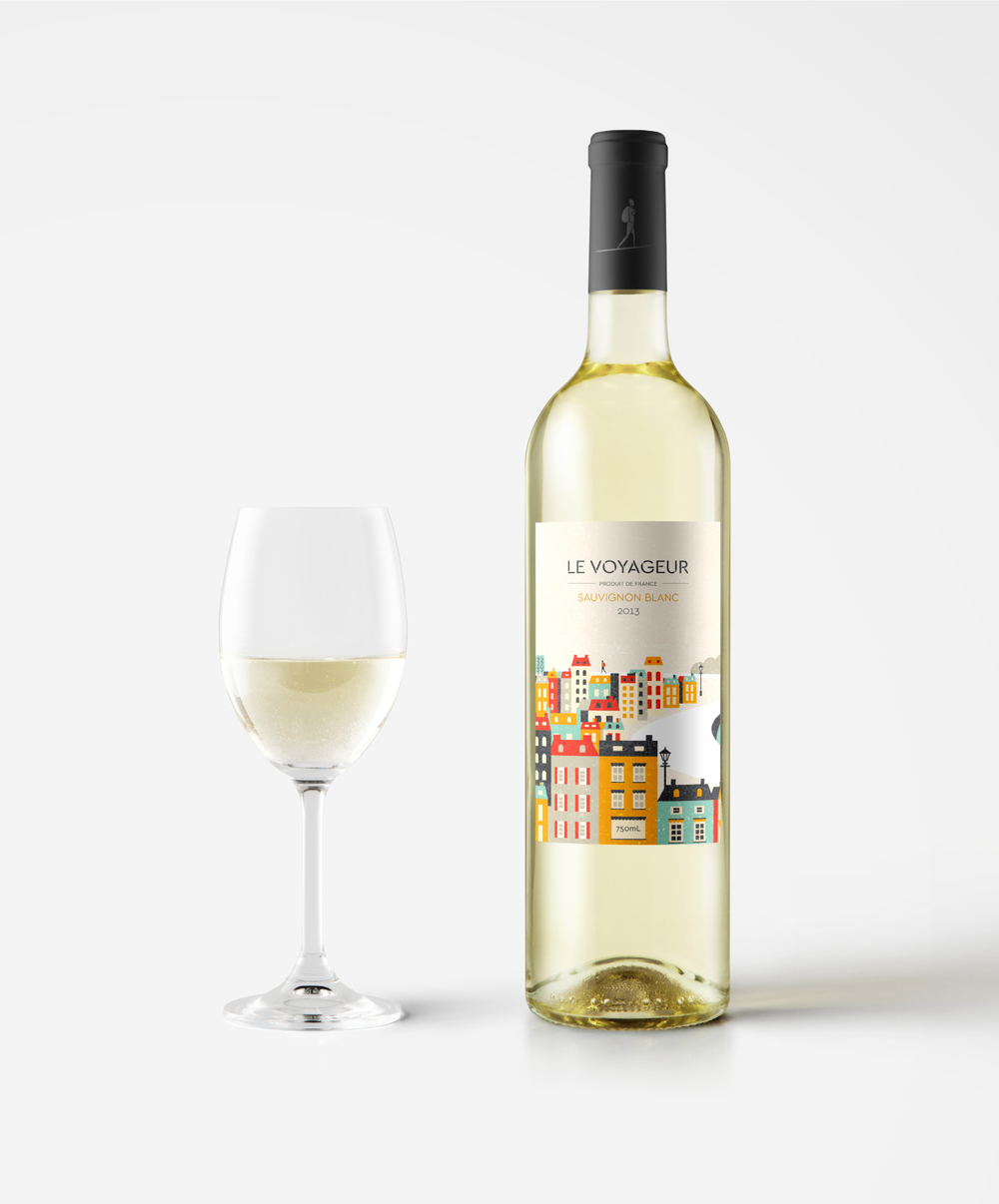 法國 Le Voyageur 葡萄酒酒標設計風景插畫設計-上海包裝設計公司欣賞3