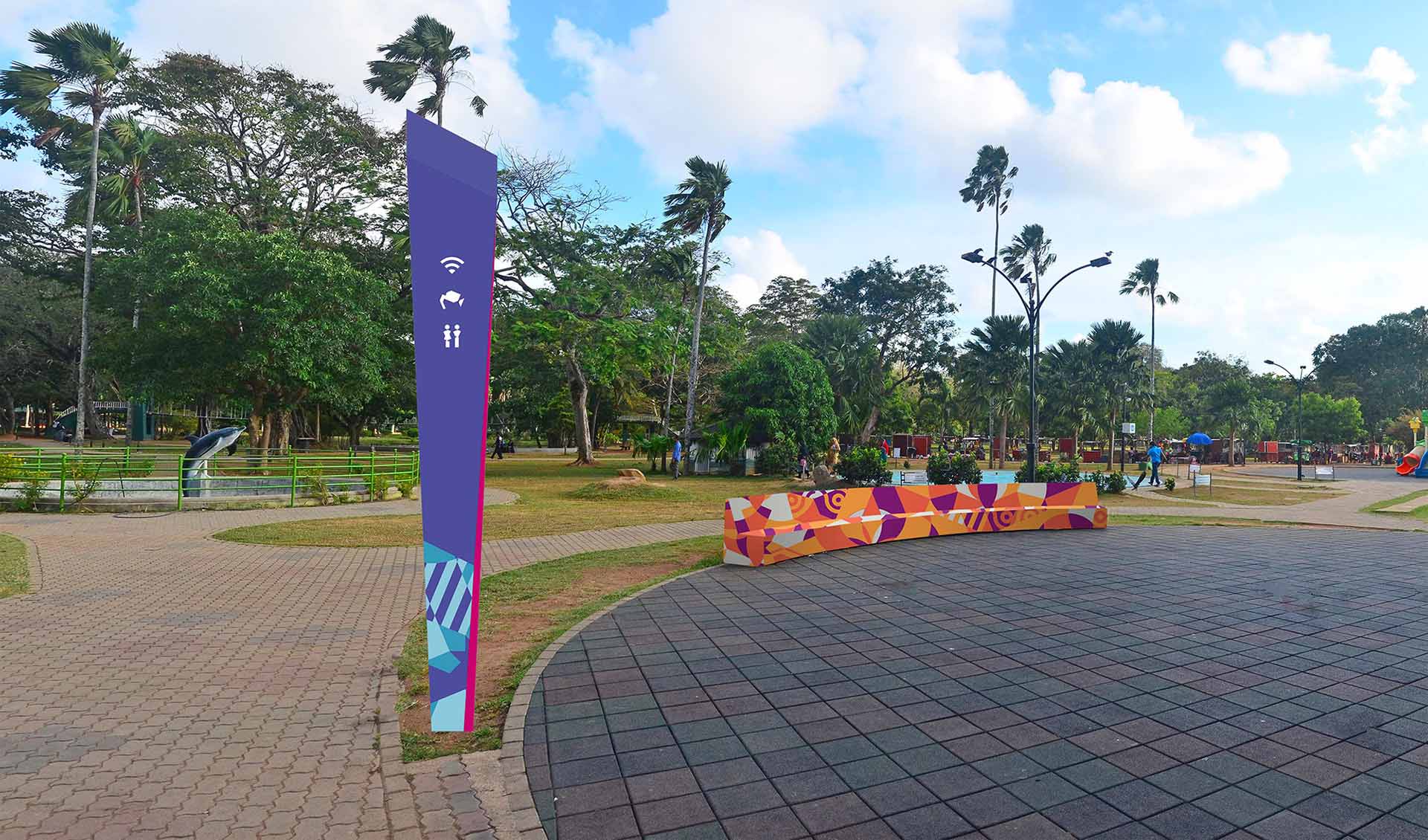 斯里蘭卡科倫坡2024年申奧“夢幻幾何圖案”風品牌視覺形象設計欣賞-導視牌設計