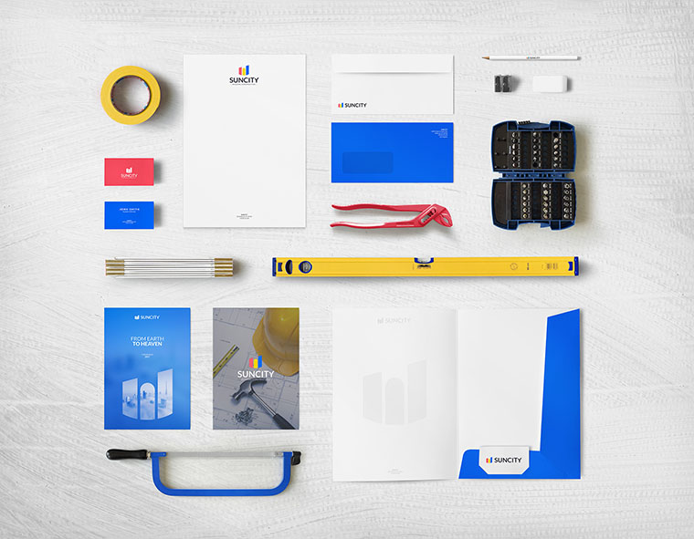 幾何圖形風格SUNCITY 建筑施工公司VI設計-上海VI設計公司