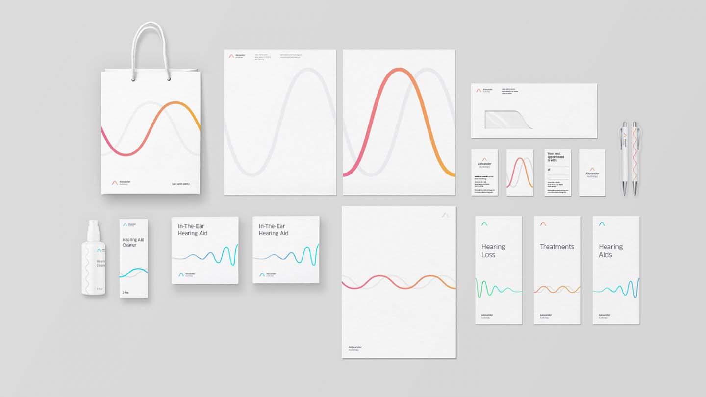 Alexander 聽力訓練醫療機構品牌VI設計-極致簡潔線性設計