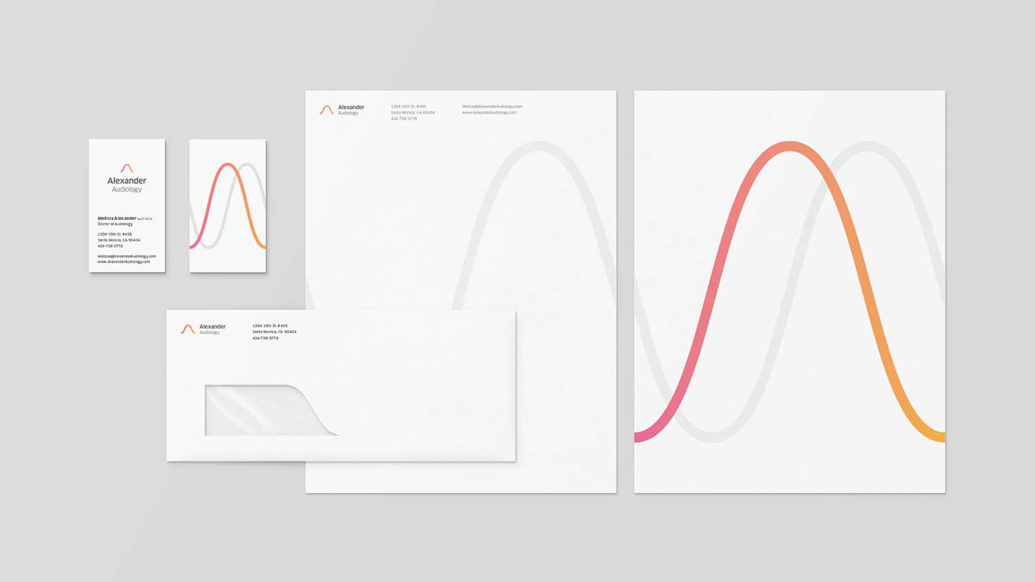 Alexander 聽力訓練醫療機構品牌VI設計-極致簡潔線性設計
