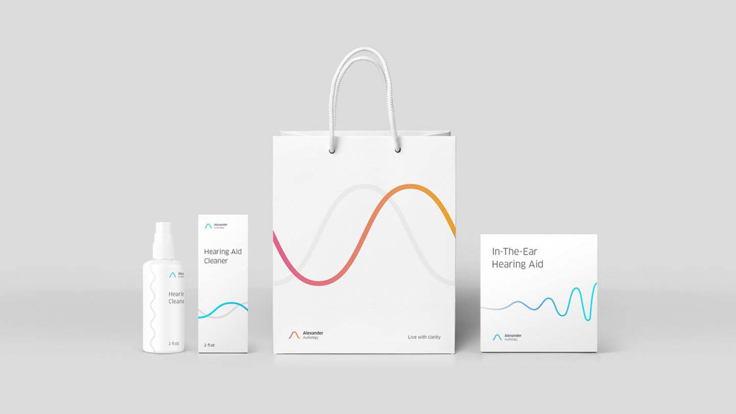 Alexander 聽力訓練醫療機構品牌VI設計-極致簡潔線性設計