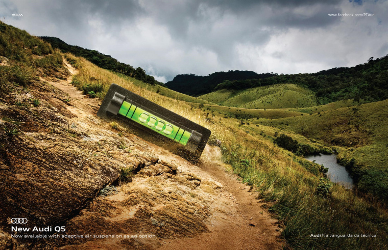 新奧迪Q5汽車自適應空氣懸架平面廣告創意