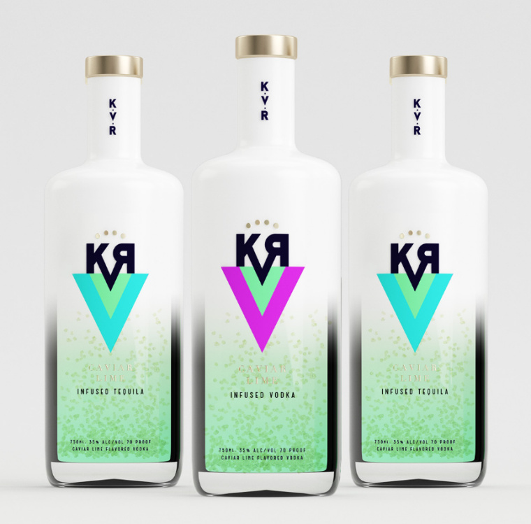 KVR酒精飲料品牌設計包裝設計，互補色箭頭符號，讓包裝超有識別性