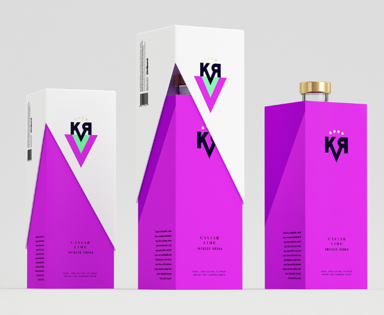 KVR酒精飲料品牌設計包裝設計，互補色箭頭符號，讓包裝超有識別性