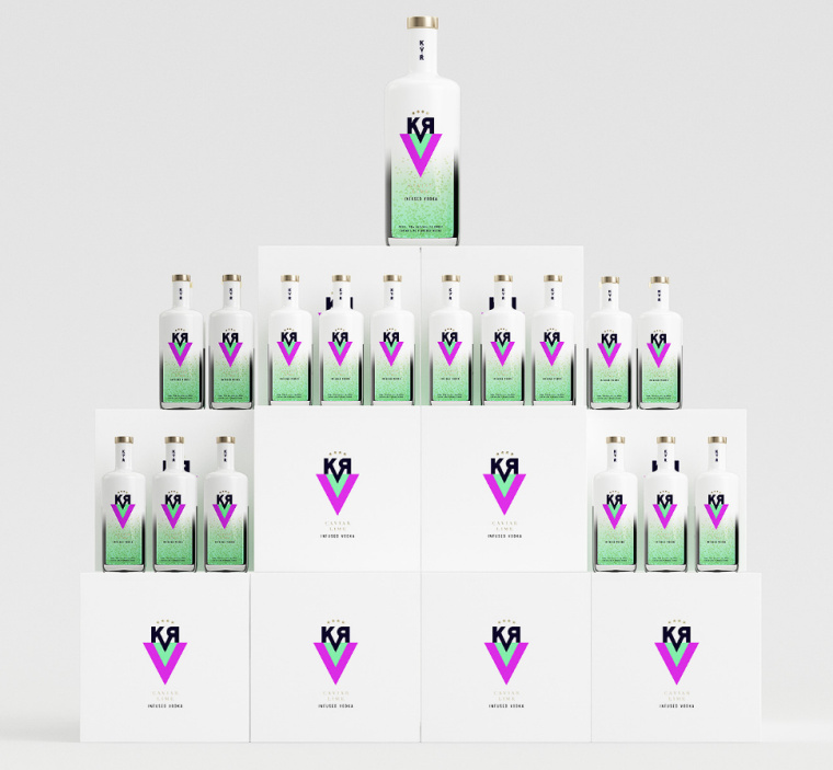 KVR酒精飲料品牌設計包裝設計，互補色箭頭符號，讓包裝超有識別性