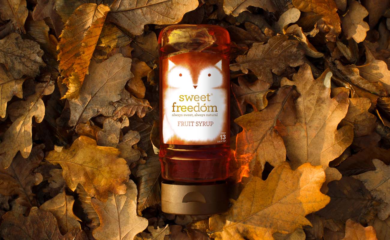 甜蜜的自由天然水果糖漿包裝設計，利用動物表現產品適合糖尿病患者的特性