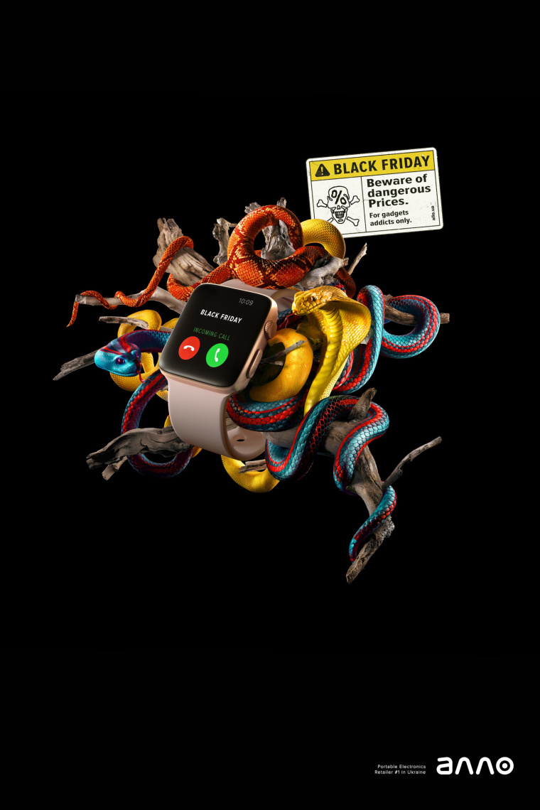 Allo及時通訊app“抑制黑色星期五購物欲望”平面創(chuàng)意廣告設計欣賞-蛇
