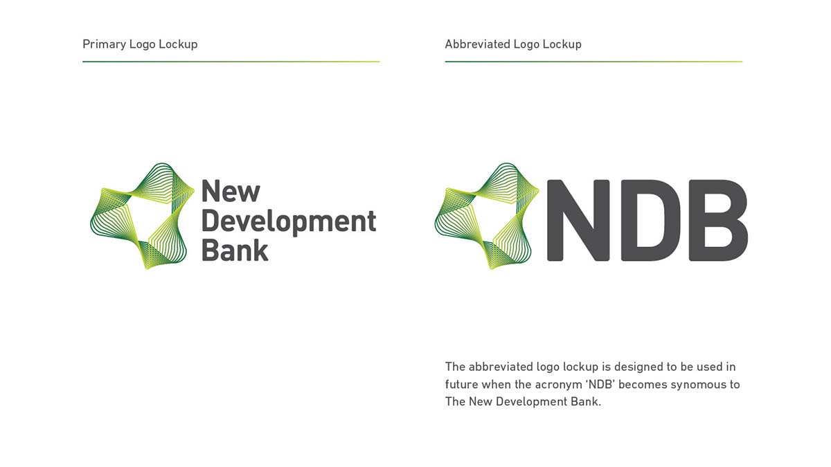 金磚國家新開發銀行標識logo設計-可持續發展的動感線條logo