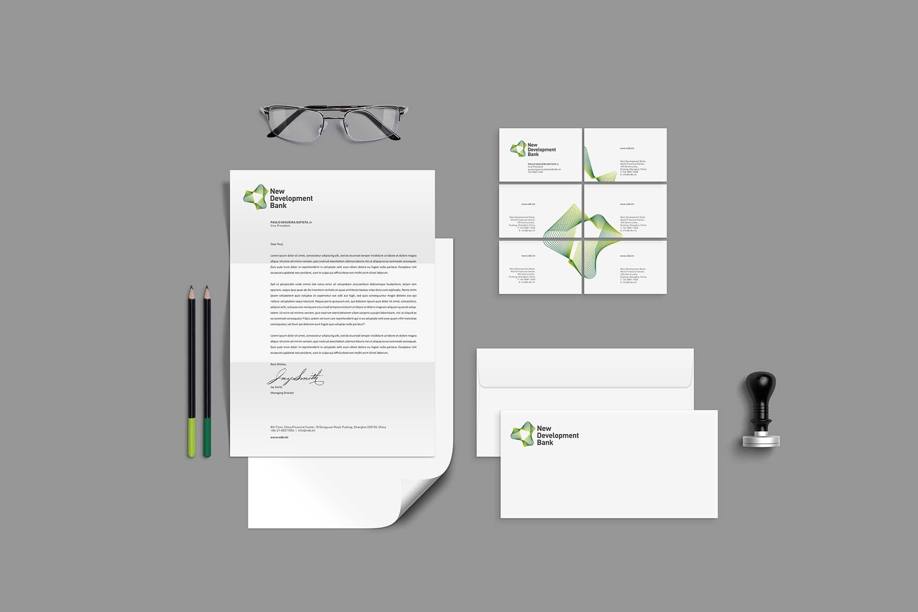 金磚國家新開發銀行標識logo設計-可持續發展的動感線條logo