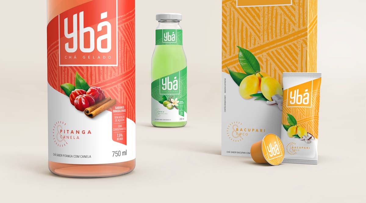 引用神話色彩和水果結合的Ybá冰茶飲料包裝設計欣賞