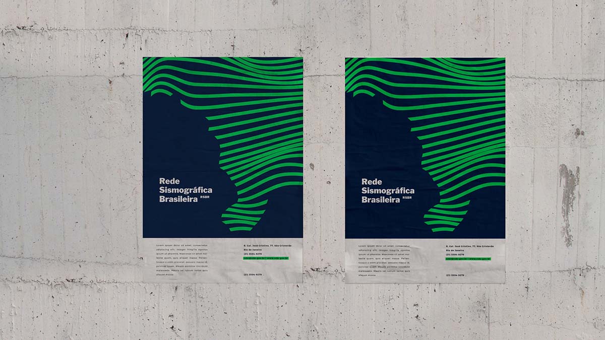 波浪線性風格標志設計VI設計- RSBR巴西地震網絡站品牌形象重塑