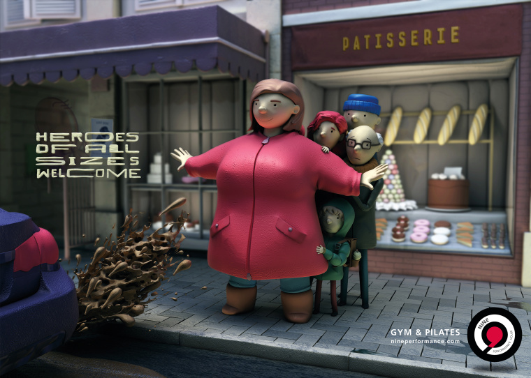 Nine Performance House健身訓練機構“胖子是英雄”篇平面創意廣告