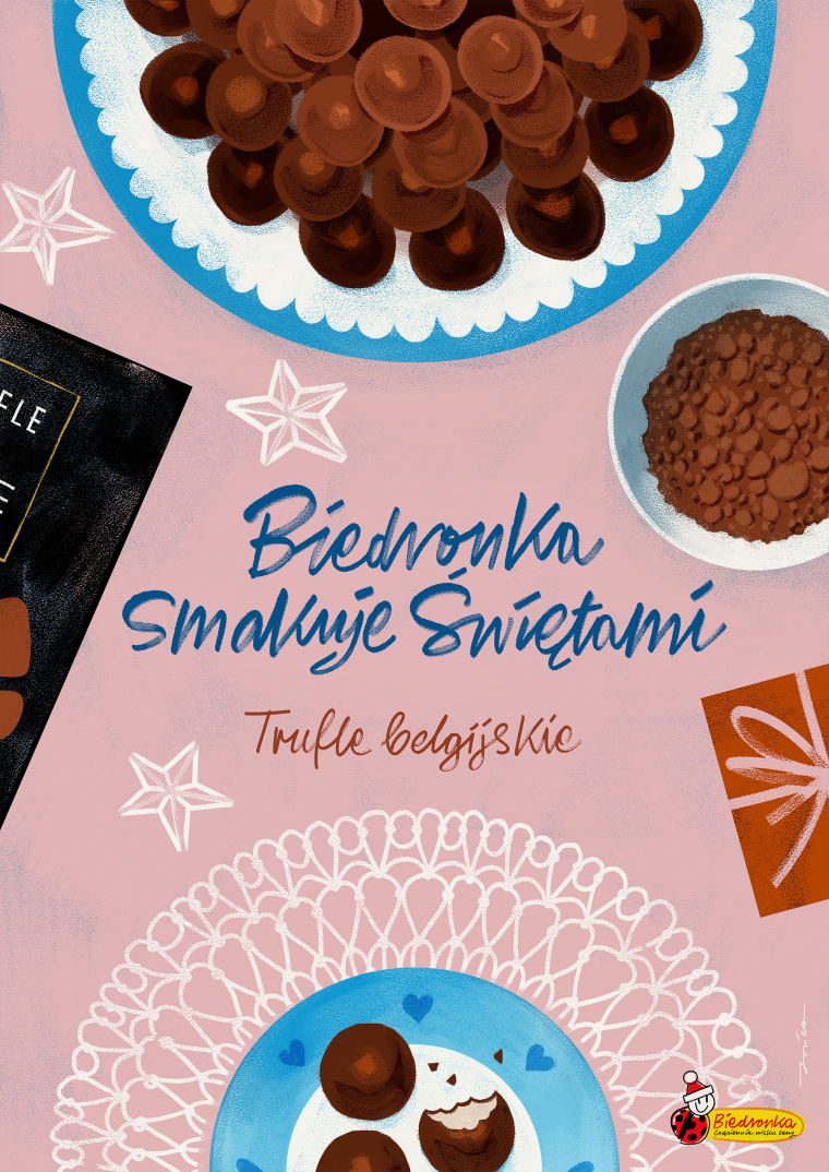 Biedronka超市慶祝圣誕節平面宣傳廣告創意“矢量手繪插畫”賞析-松露